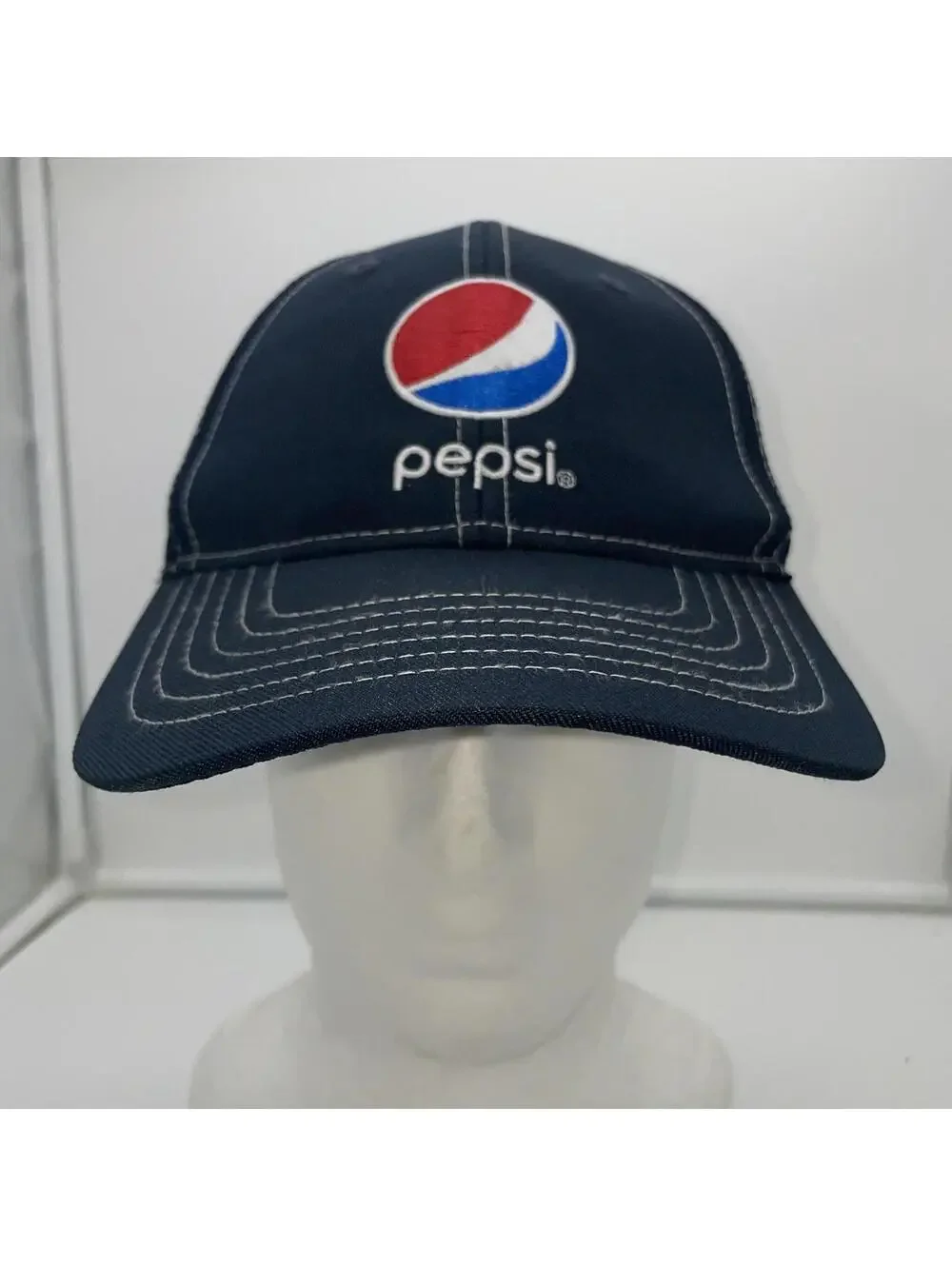 Pepsi Soda Navy Blue Mesh Snapback Trucker Hat Embroidered Logo G&G Outfitters